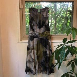 Gray and Green Floral Dress